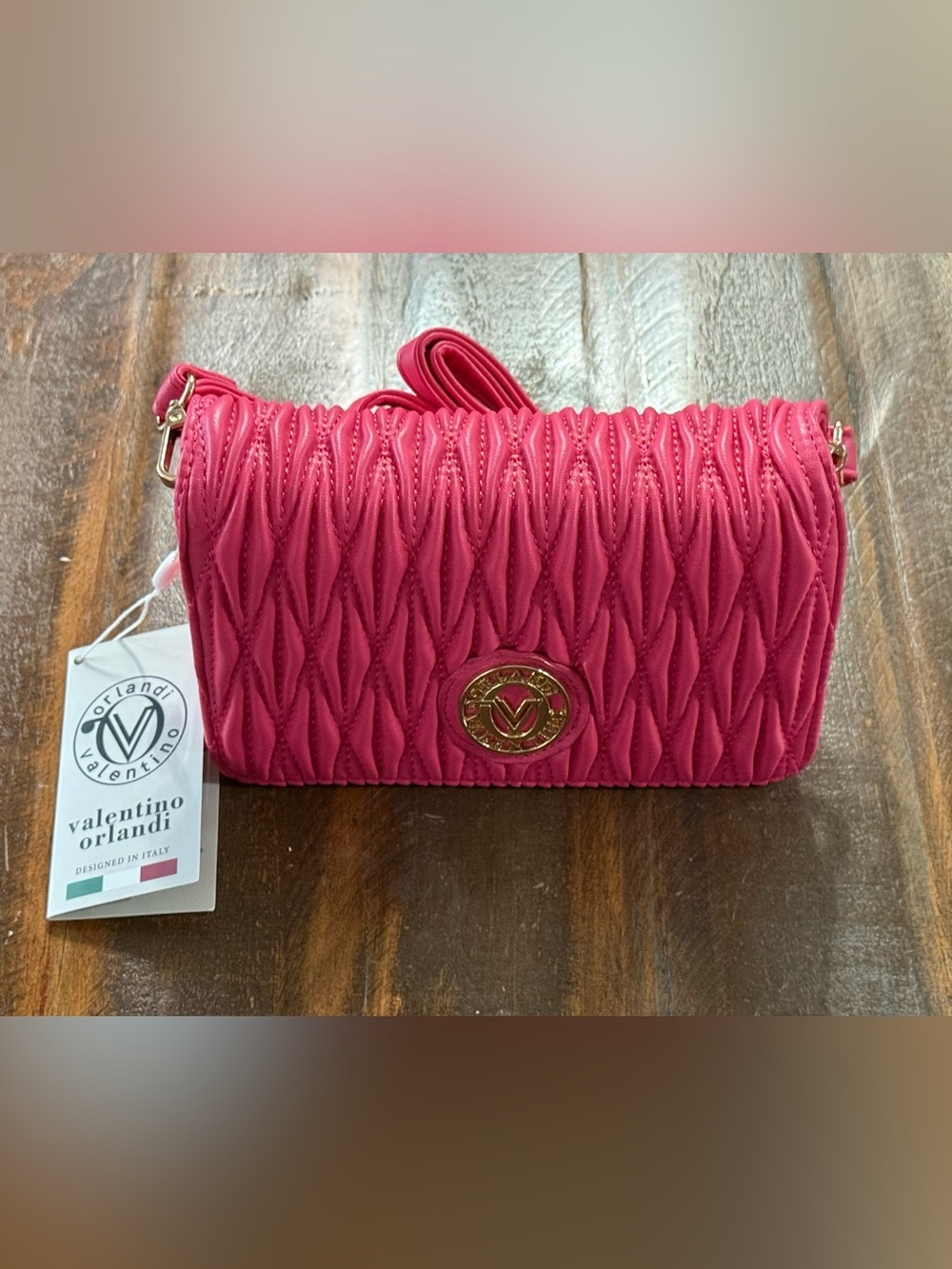 Valentino Orlandi Pink Quilted Crossbody Bag NWT